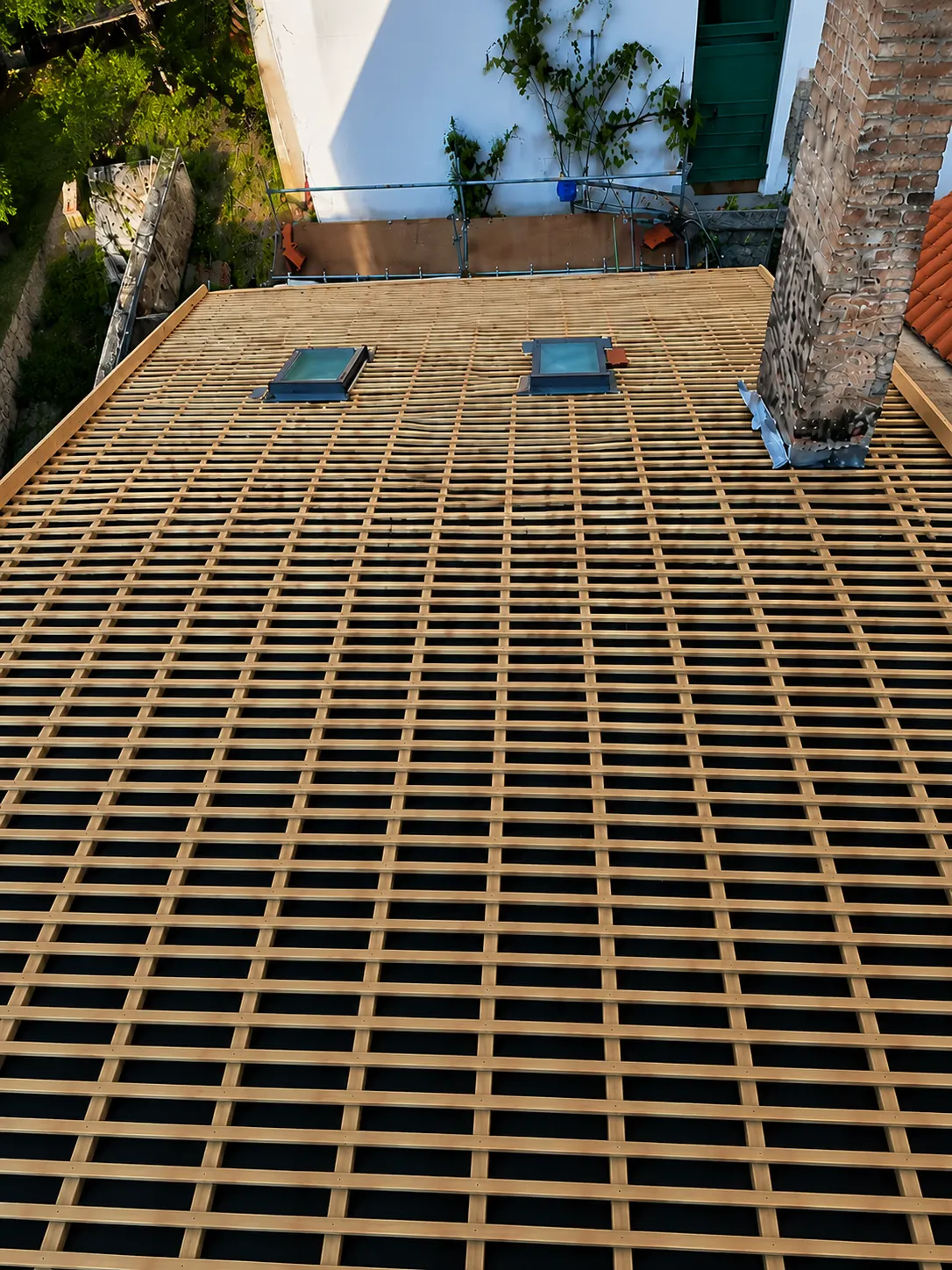 Rénovation d'une toiture, avant travaux